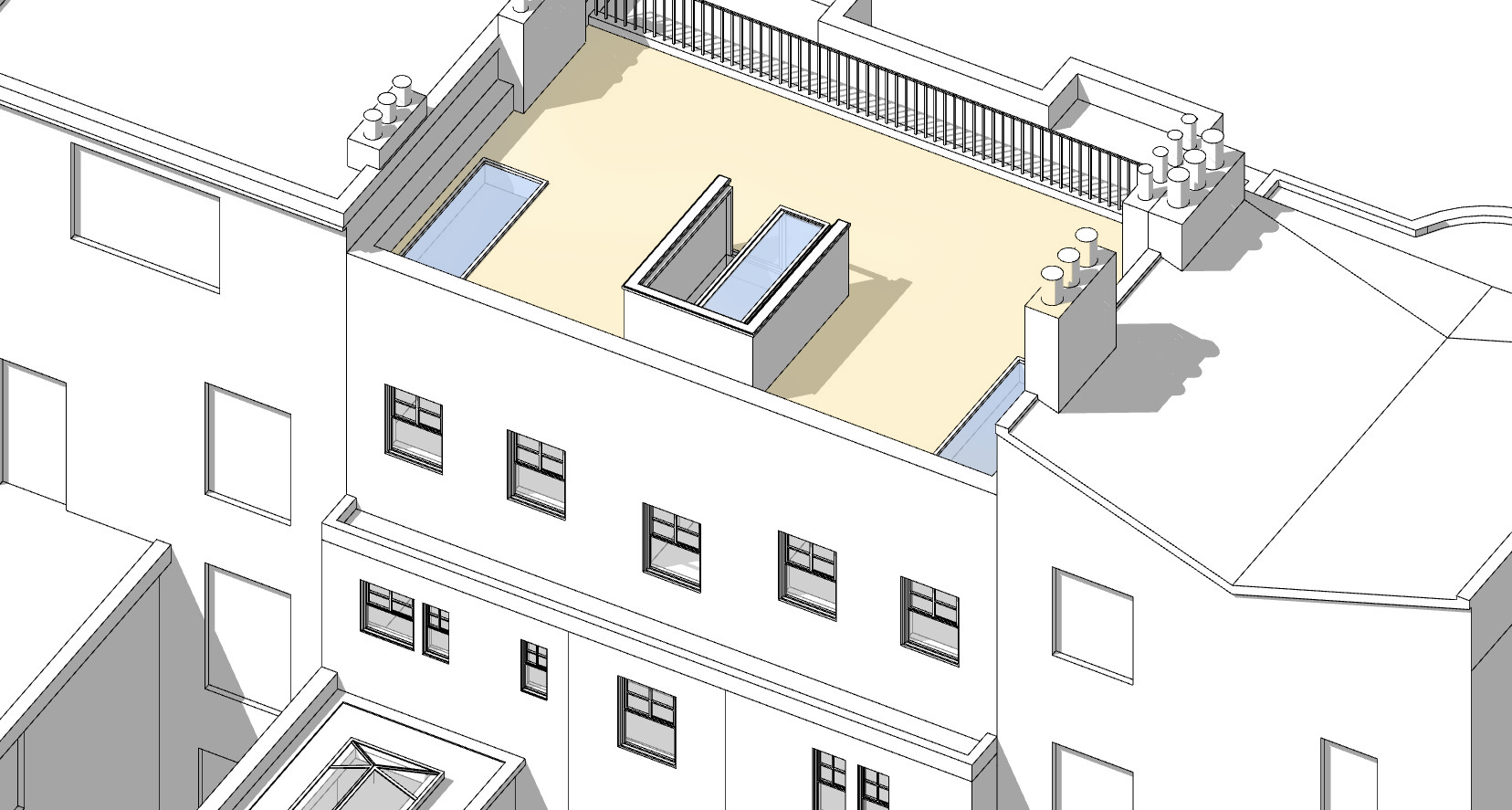 isometric view of a roof terrace project