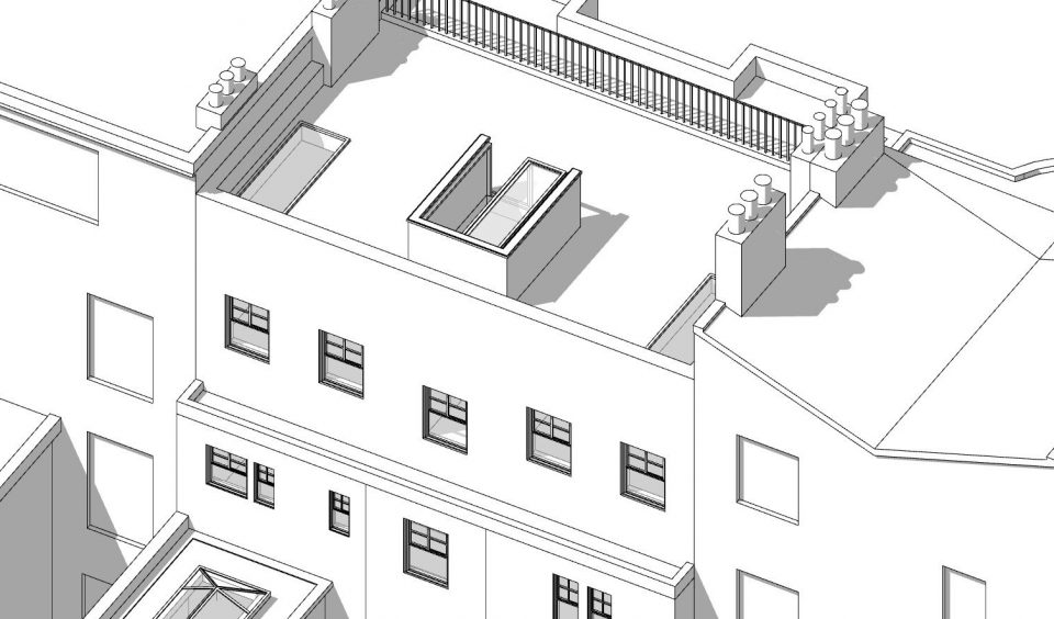 isometric view of a roof terrace project