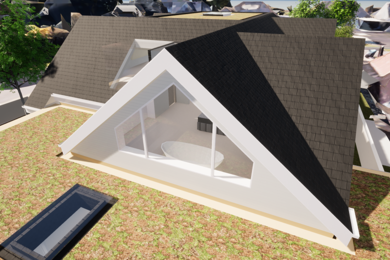 image showing a 3d model of a proposed bungalow extension in Worthing