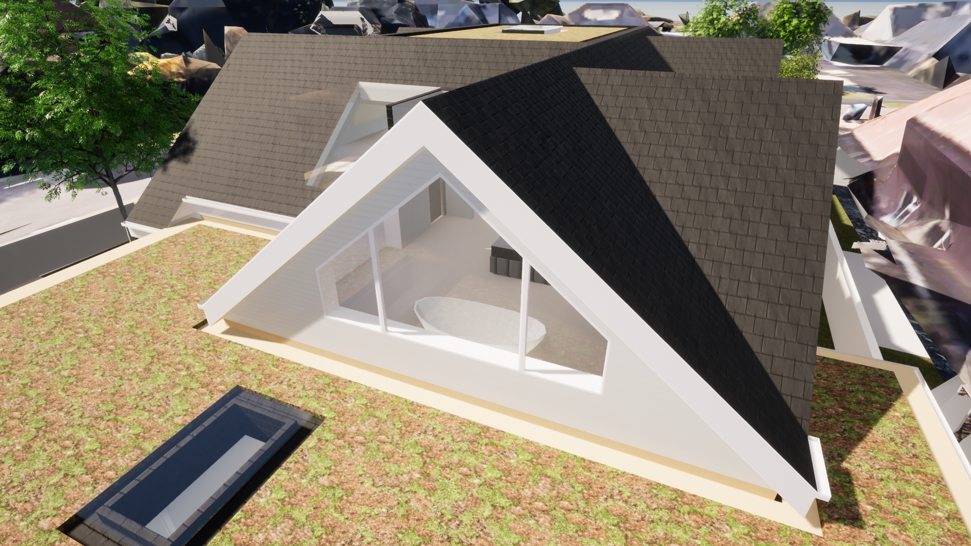 image showing a 3d model of a proposed bungalow extension in Worthing