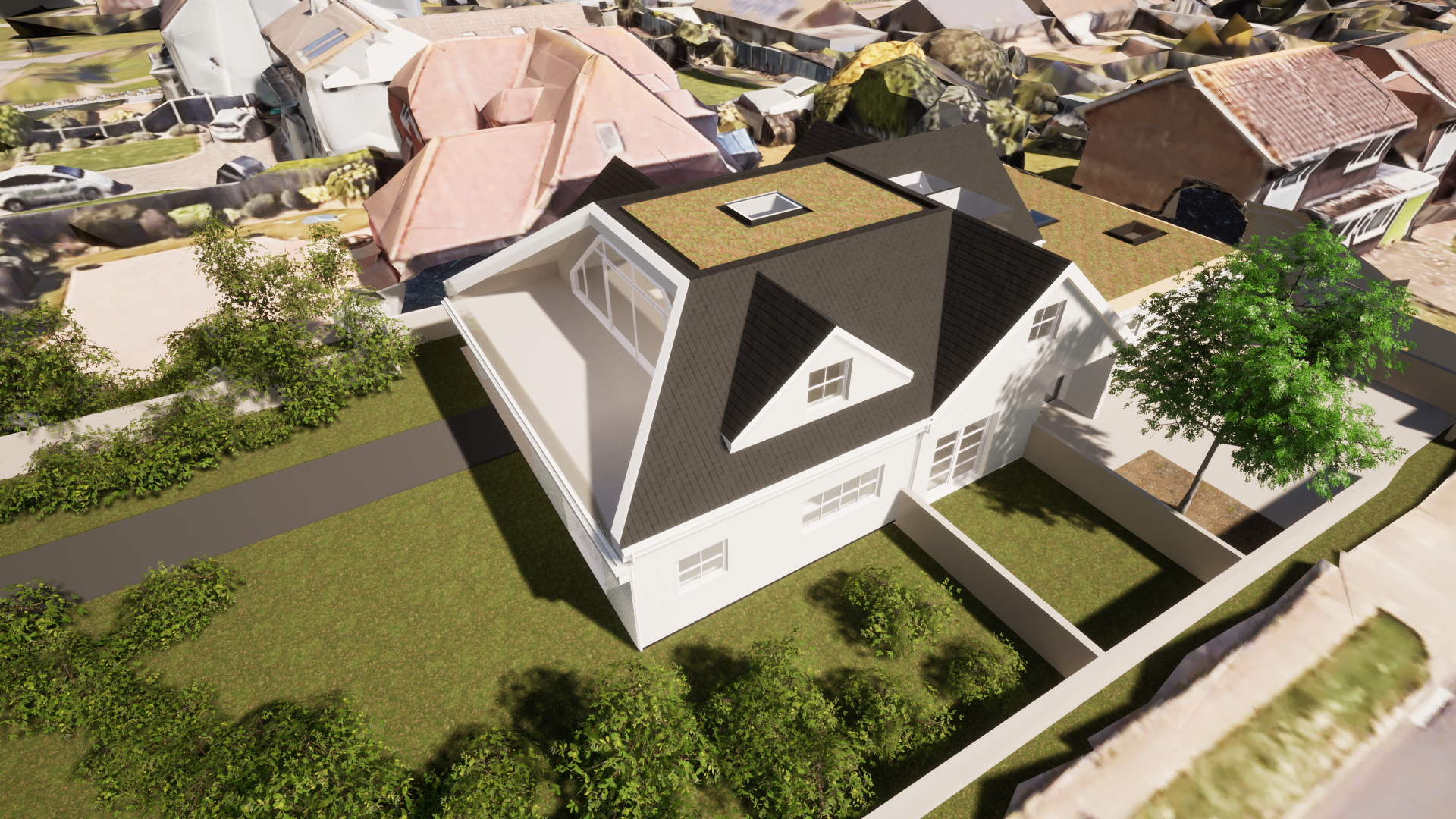 image showing a 3d model of a proposed bungalow extension in Worthing