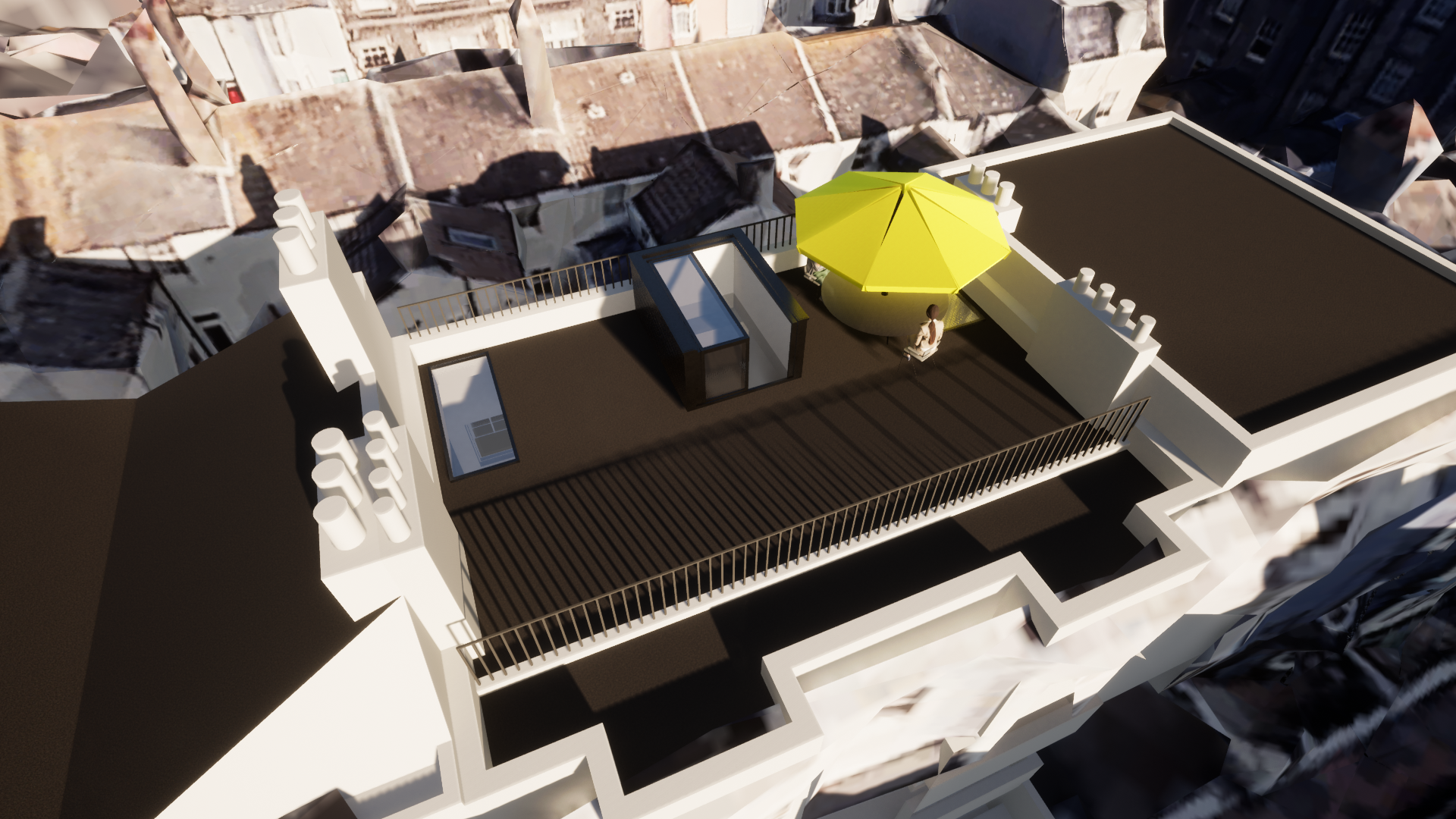 an image showing a 3D model of a roof terrace project in Brighton