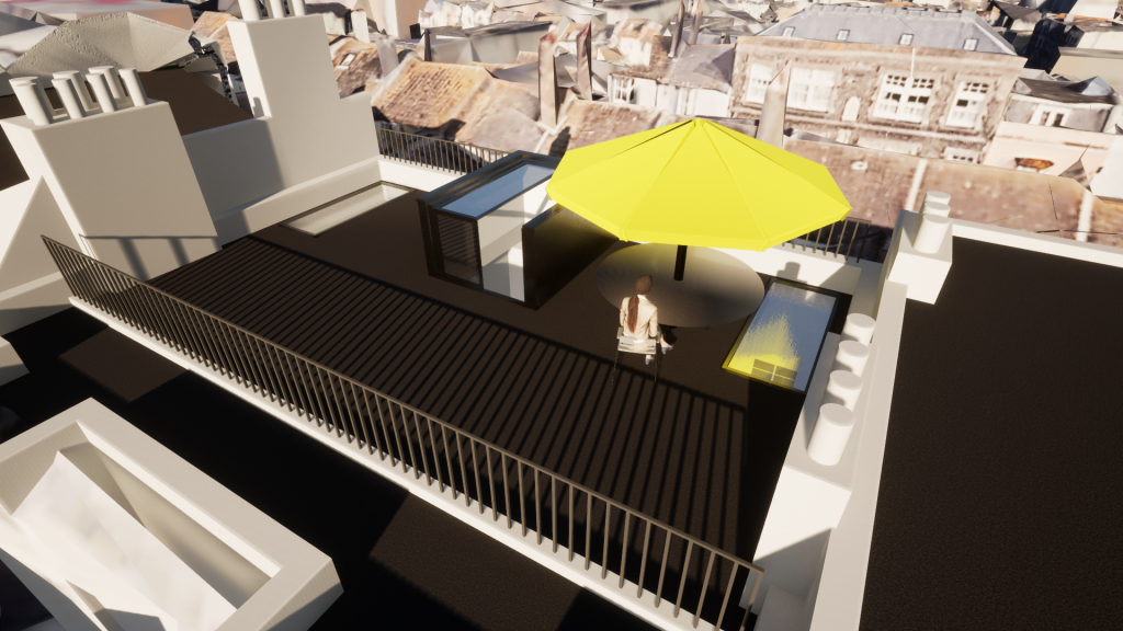 an image showing a 3D model of a roof terrace project in Brighton