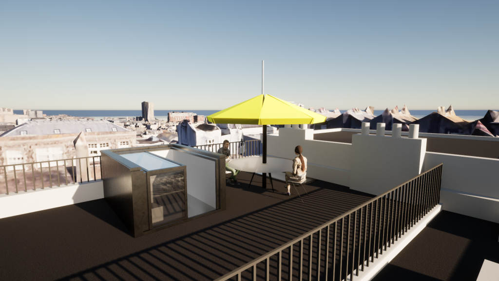 an image showing a 3D model of a roof terrace project in Brighton