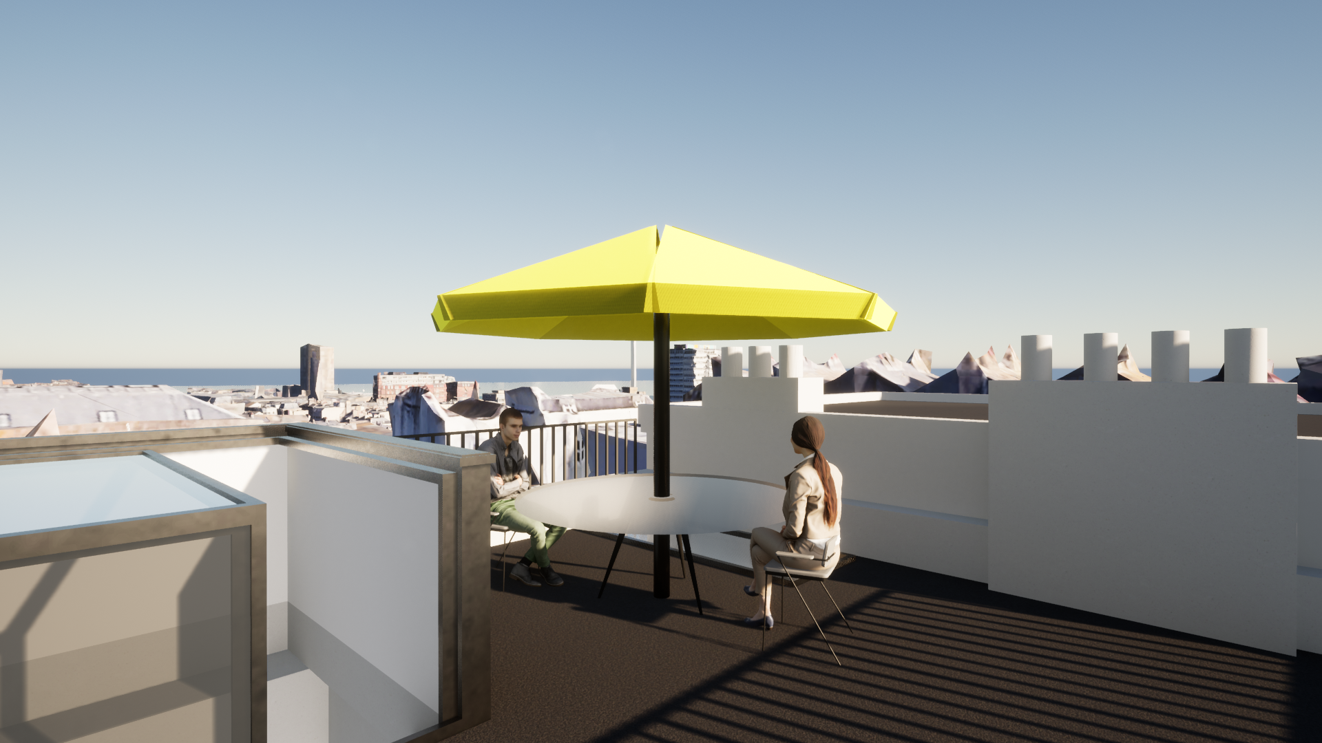 an image showing a 3D model of a roof terrace project in Brighton