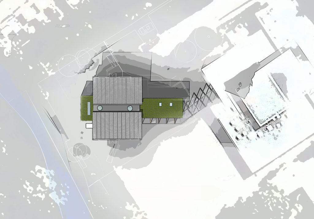 Roof Plan Image showing render of sustainable school project