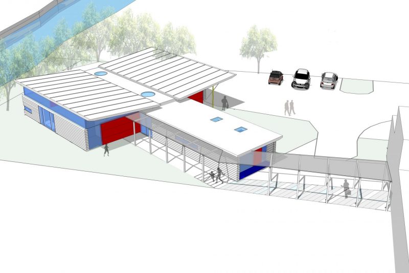 School Architects 002 3d image showing model of sustainable school