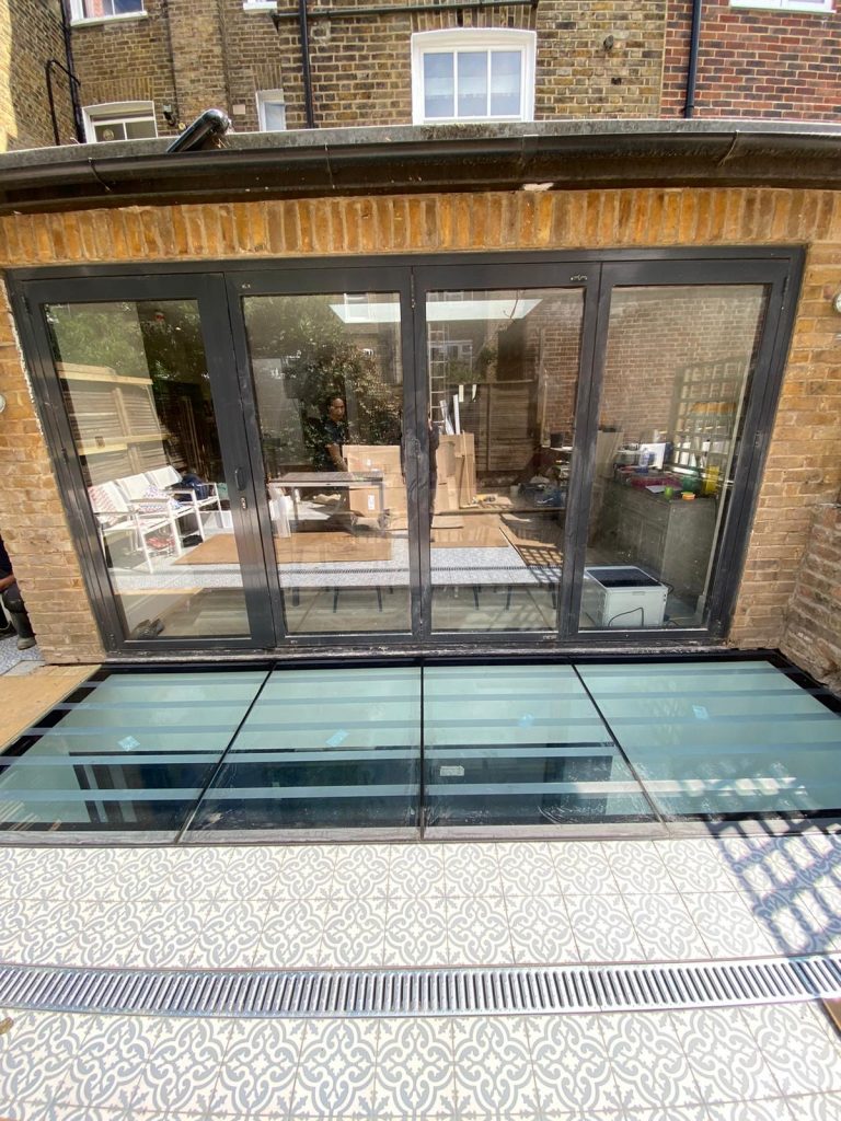 View from patio of extension and basement rooflight