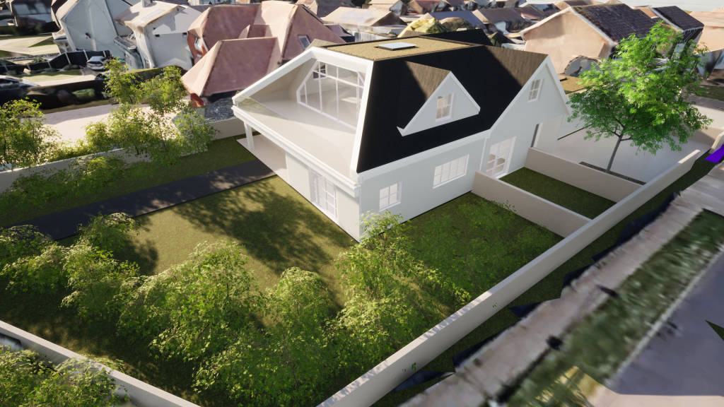 image showing a 3d model of a proposed bungalow extension in Worthing