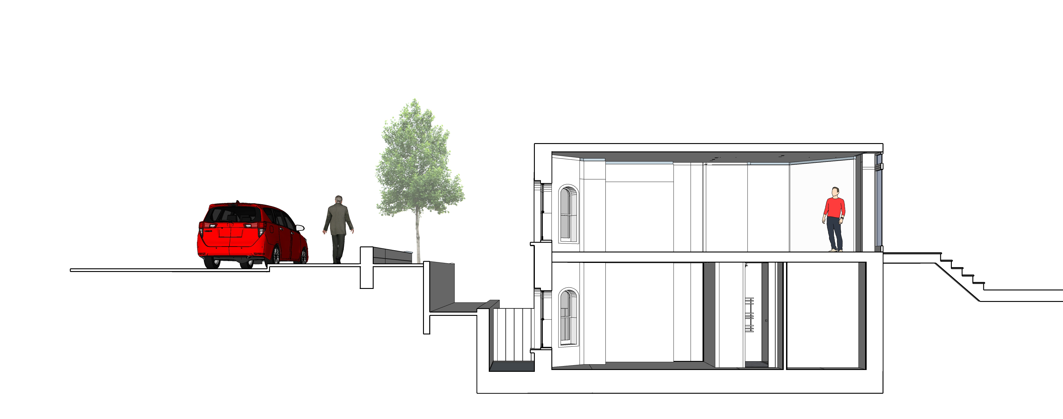 3D section cut of a residential project in Hove