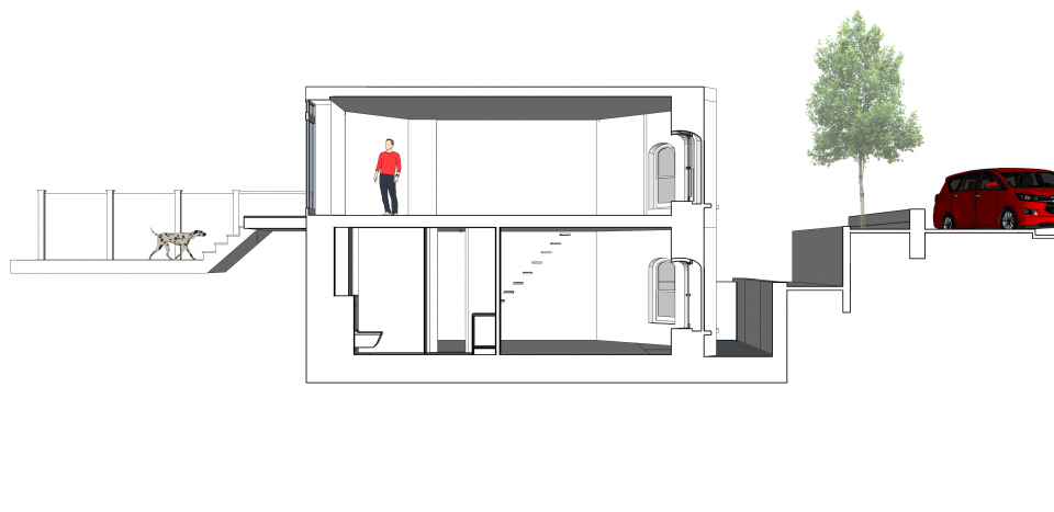 3D section cut of a residential project in Hove