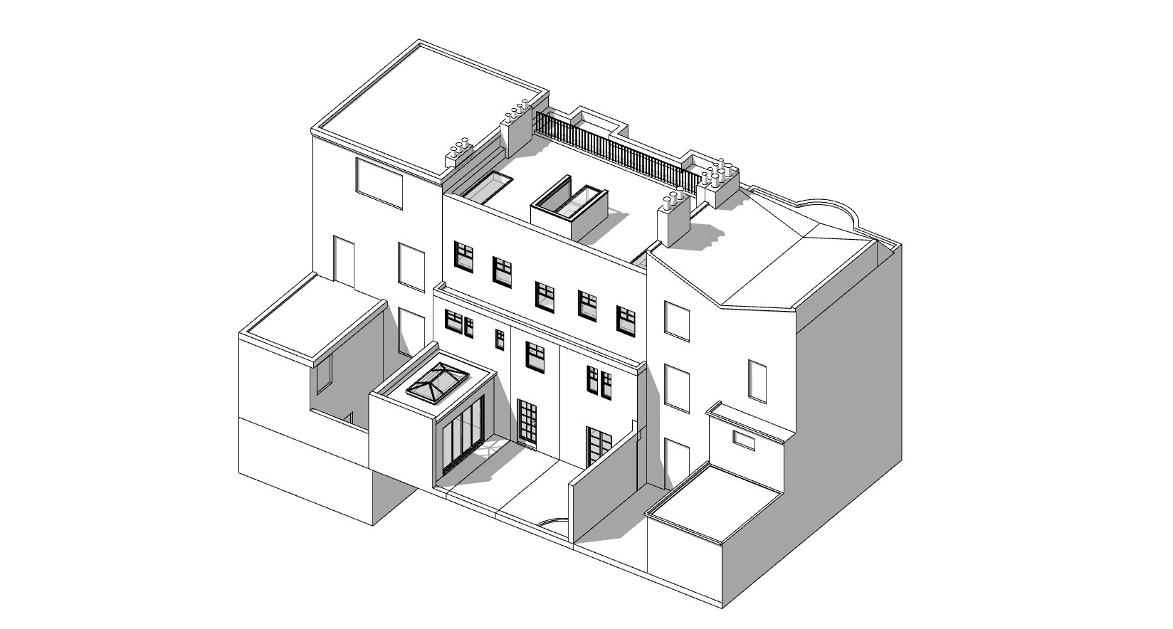 isometric view of a roof terrace project