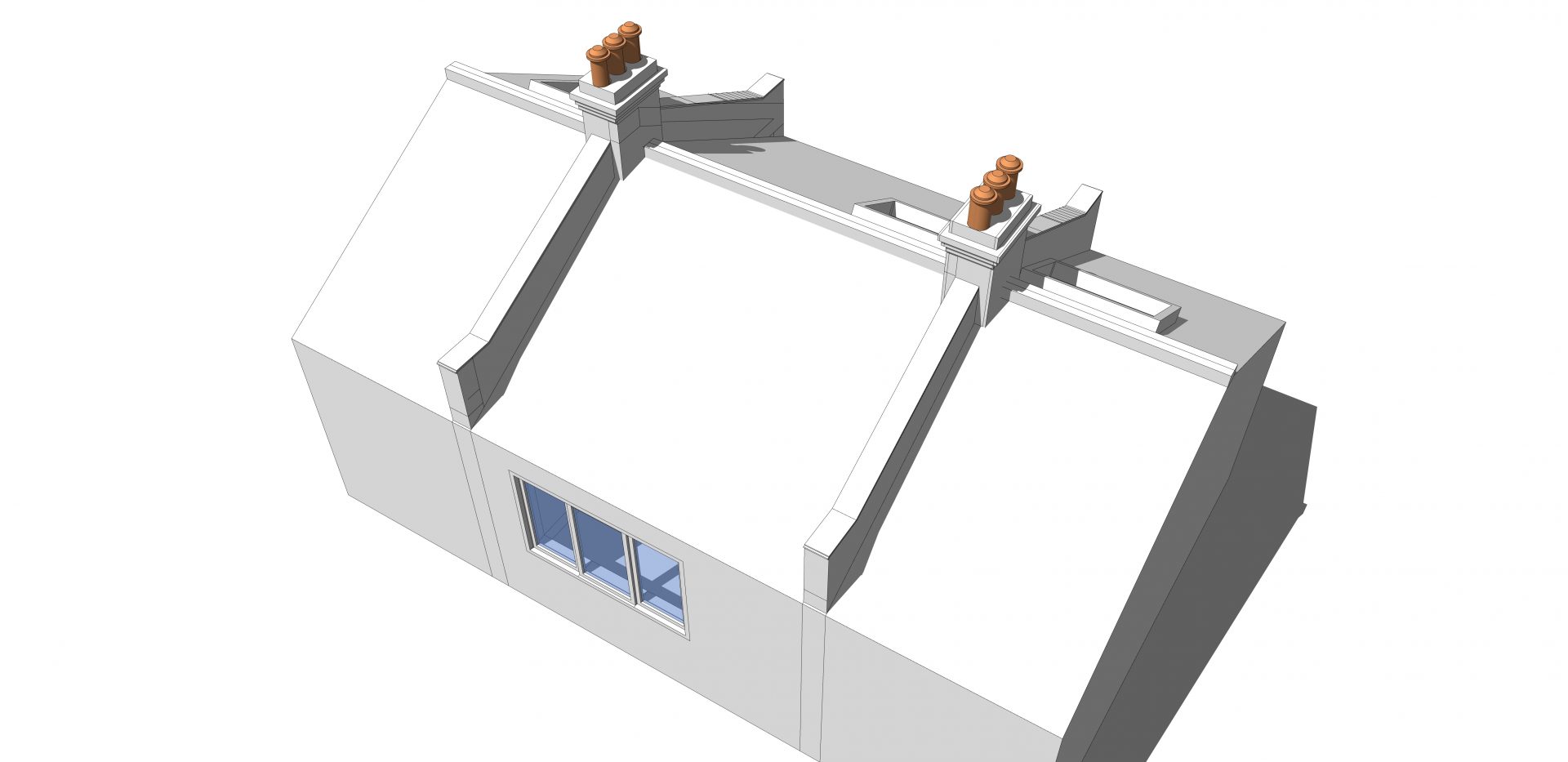 image showing a 3d model of a small studio extension project