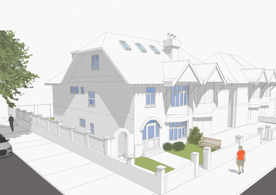 An image showing a 3D model of an infill project in Hove