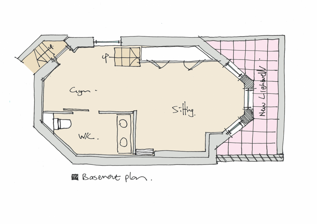 An image showing a sketch of a floor plan of a residential project in hove