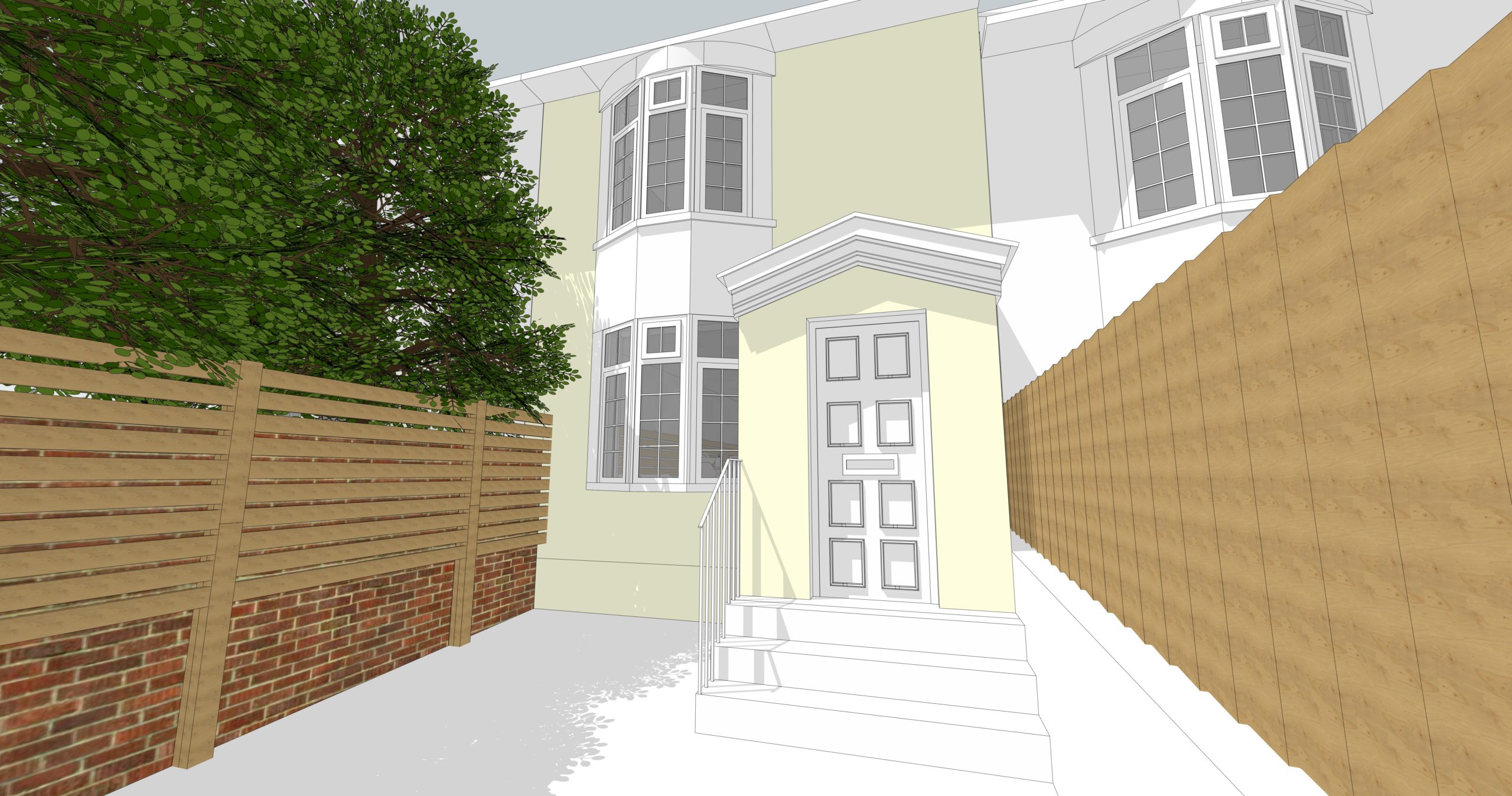 Extension in Brighton A 3D model of the front elevation of a project in Brighton